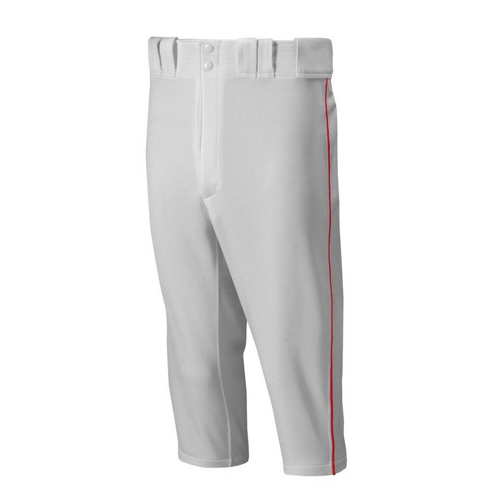 Mizuno Men's Premier Short Piped Baseball Pants Grey/Red (350409-GVE)